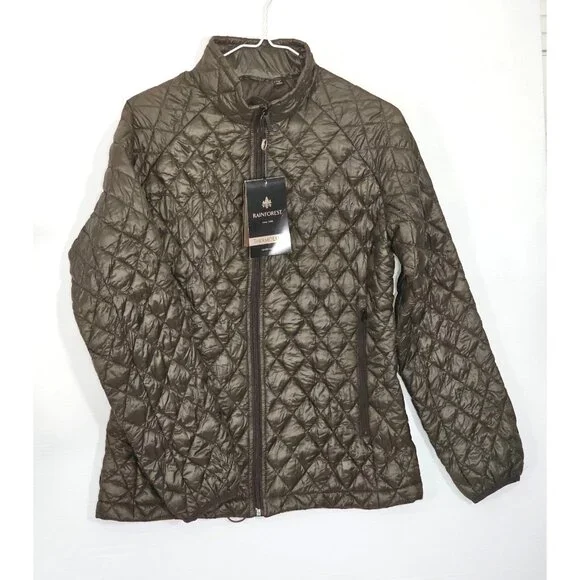 NWD Rainforest Women’s Brown Polyester Thermoluxe Puffer Jacket Size Small 1753 - Picture 13 of 14